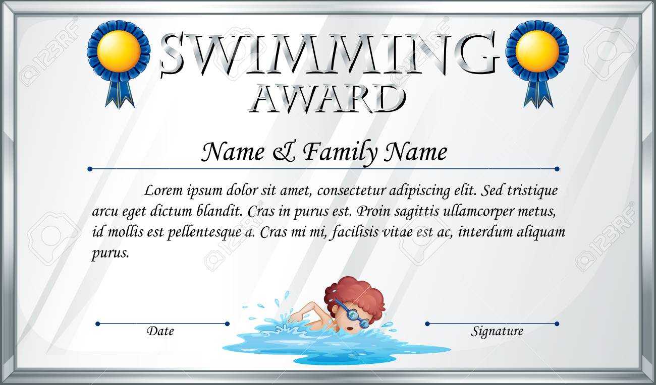 Certificate Template For Swimming Award Illustration Pertaining To Swimming Award Certificate Template