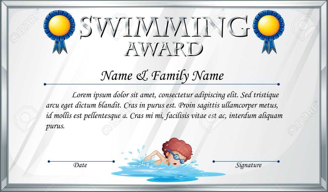 Certificate Template For Swimming Award Illustration Regarding Swimming Certificate Templates Free