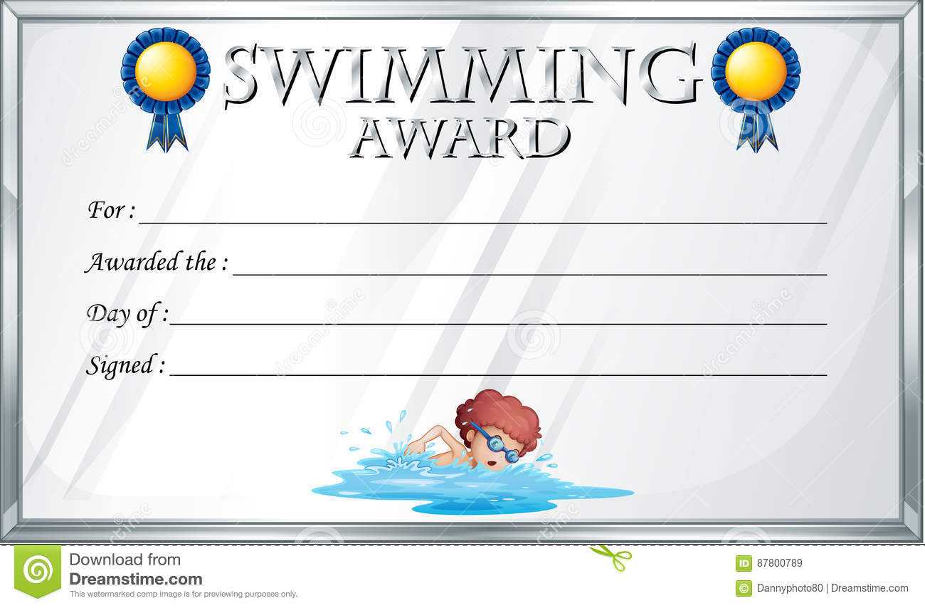 Certificate Template For Swimming Award Stock Vector Intended For Swimming Award Certificate Template