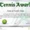 Certificate Template For Tennis Award Stock Vector Throughout Tennis Certificate Template Free