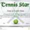 Certificate Template For Tennis Star Stock Vector Intended For Tennis Certificate Template Free