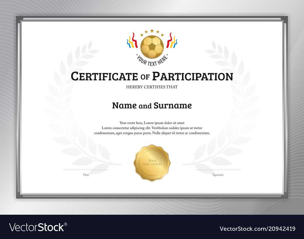 Certificate Template In Football Sport Theme With For Football Certificate Template