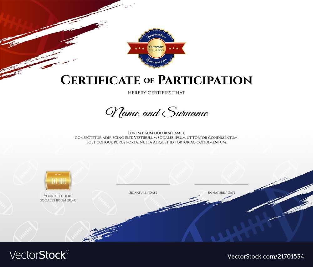 Certificate Template In Rugby Sport Theme With Intended For Participation Certificate Templates Free Download