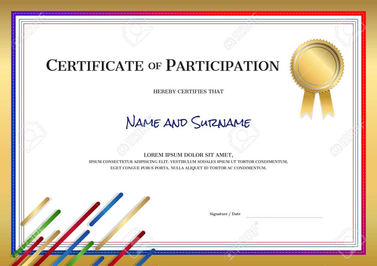 Certificate Template In Sport Theme With Border Frame, Diploma.. Throughout Landscape Certificate Templates