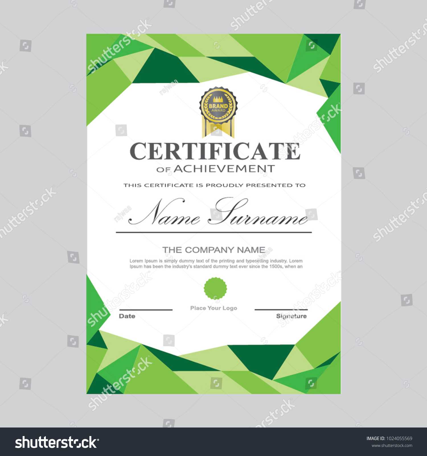 Certificate Template Modern A4 Horizontal Landscape Stock With Regard To Landscape Certificate Templates