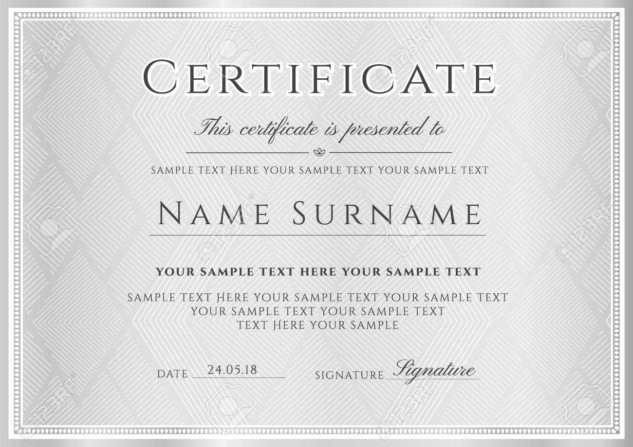 Certificate Template, Silver Frame Border. Gray Design For Diploma,.. Pertaining To University Graduation Certificate Template