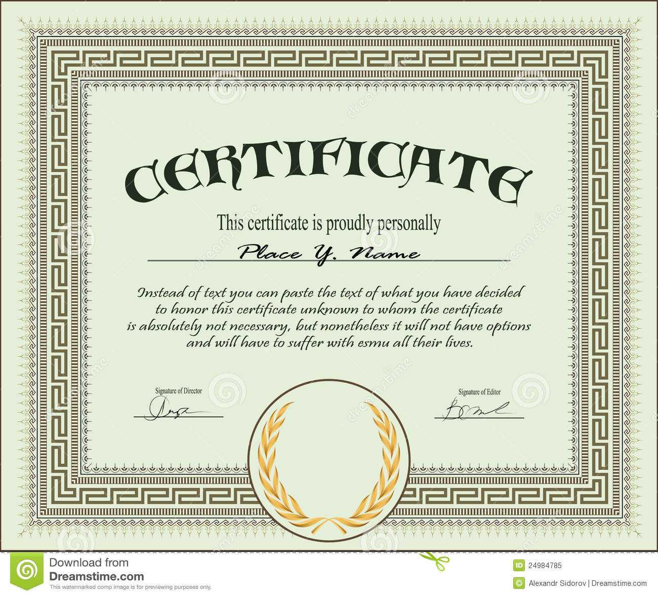 Certificate Template Stock Vector. Illustration Of Banner Within Free Stock Certificate Template Download