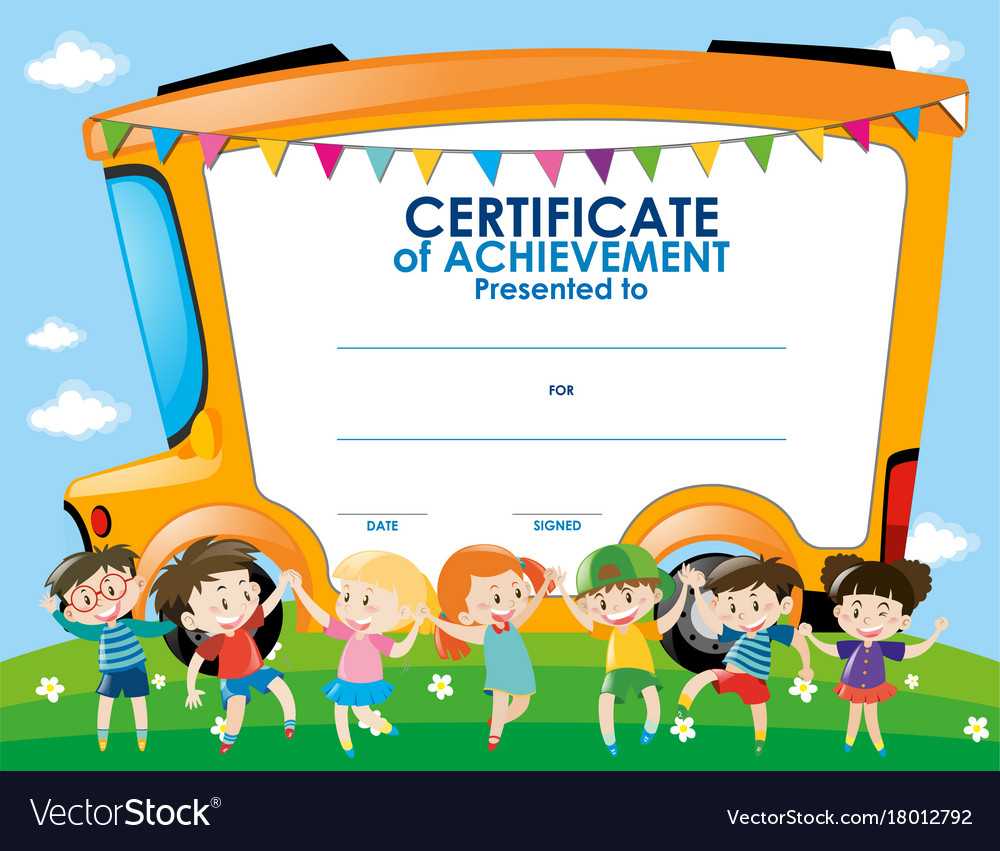 Certificate Template With Children And School Bus Inside Certificate Templates For School