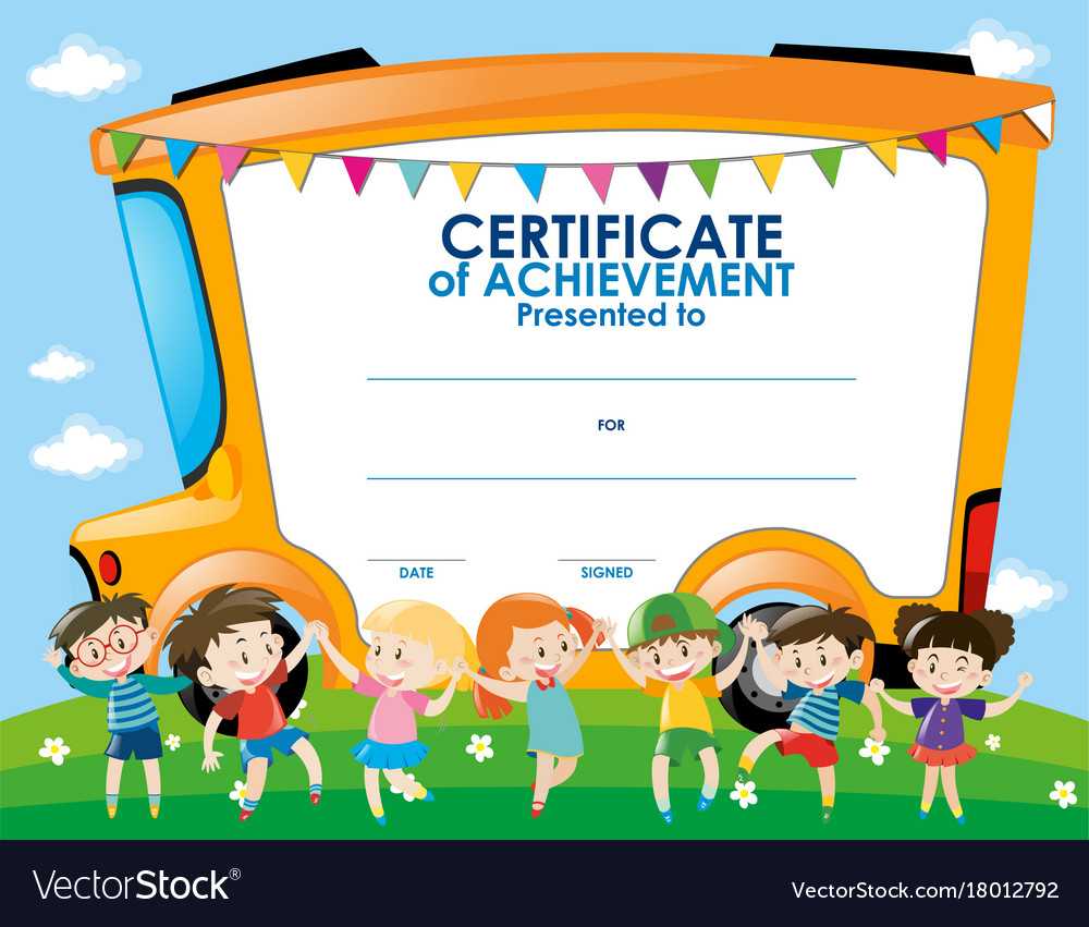 Certificate Template With Children And School Bus Intended For Free School Certificate Templates