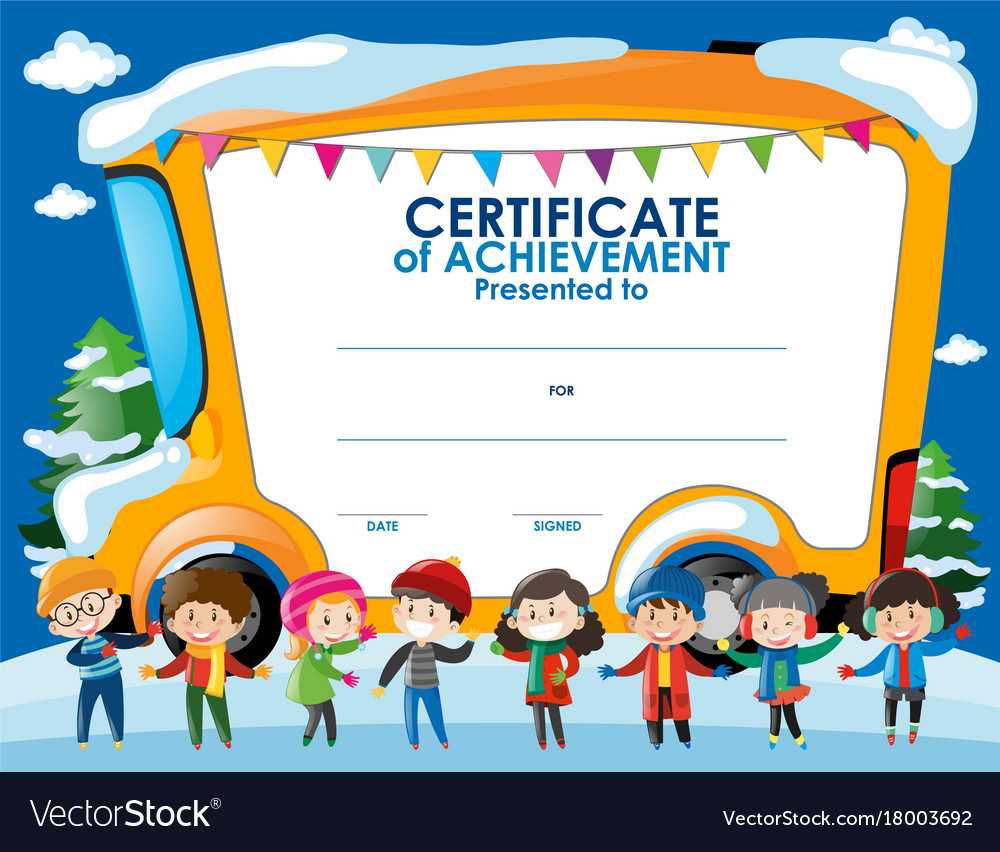 Certificate Template With Children In Winter Intended For Free Printable Certificate Templates For Kids
