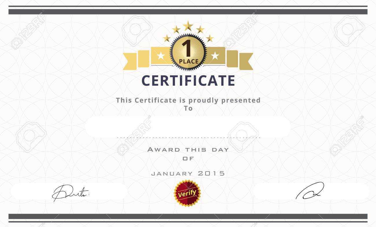 Certificate Template With First Place Concept. Certificate Border.. For First Place Certificate Template