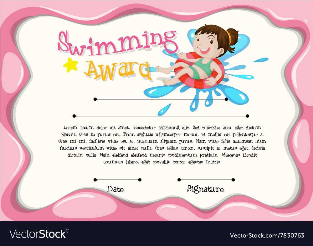 Certificate Template With Girl Swimming Intended For Free Swimming Certificate Templates