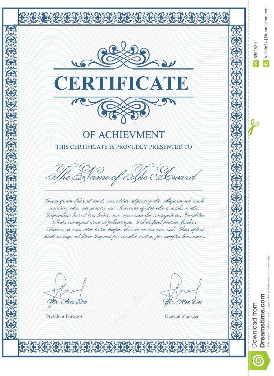 Certificate Template With Guilloche Elements. Stock Vector Regarding Validation Certificate Template