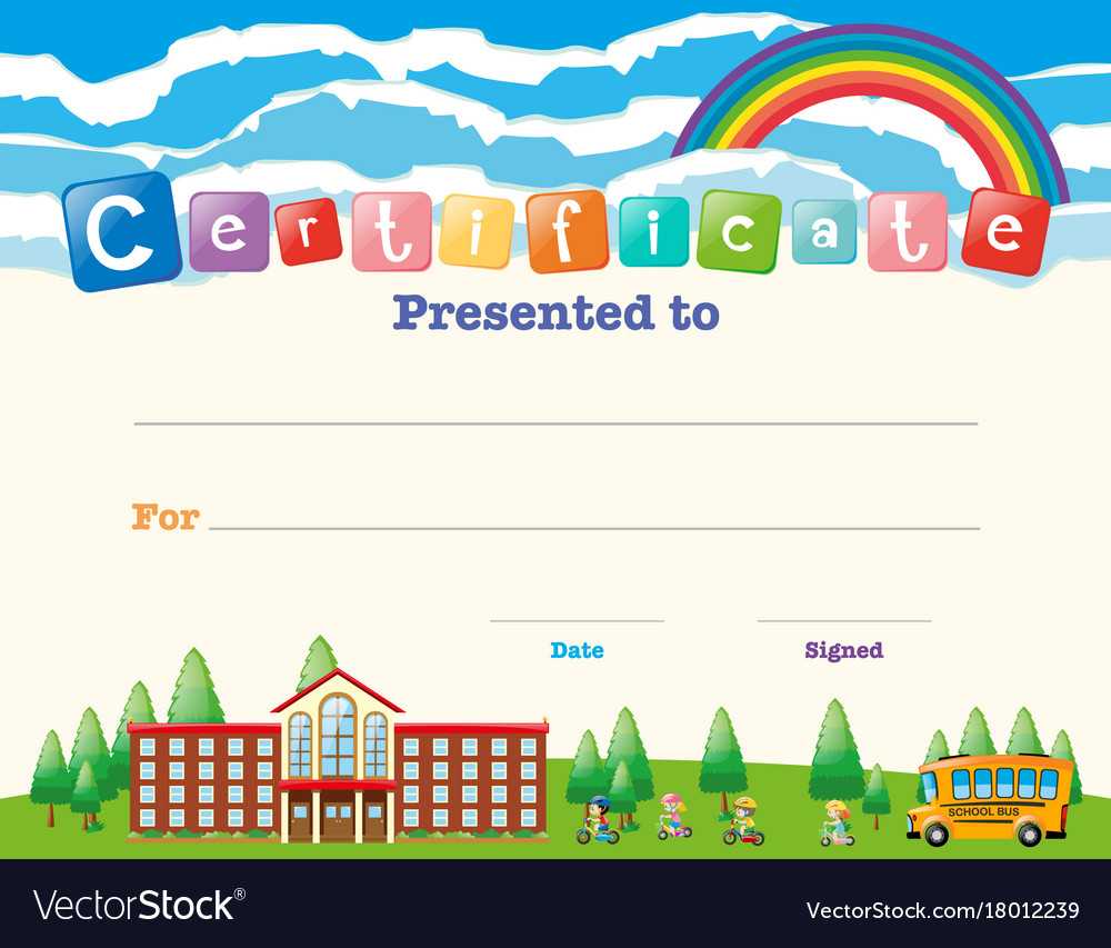 Certificate Template With Kids At School Intended For Free School Certificate Templates