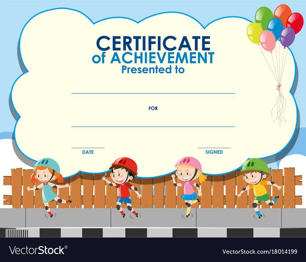 Certificate Template With Kids Skating Inside Certificate Of Achievement Template For Kids