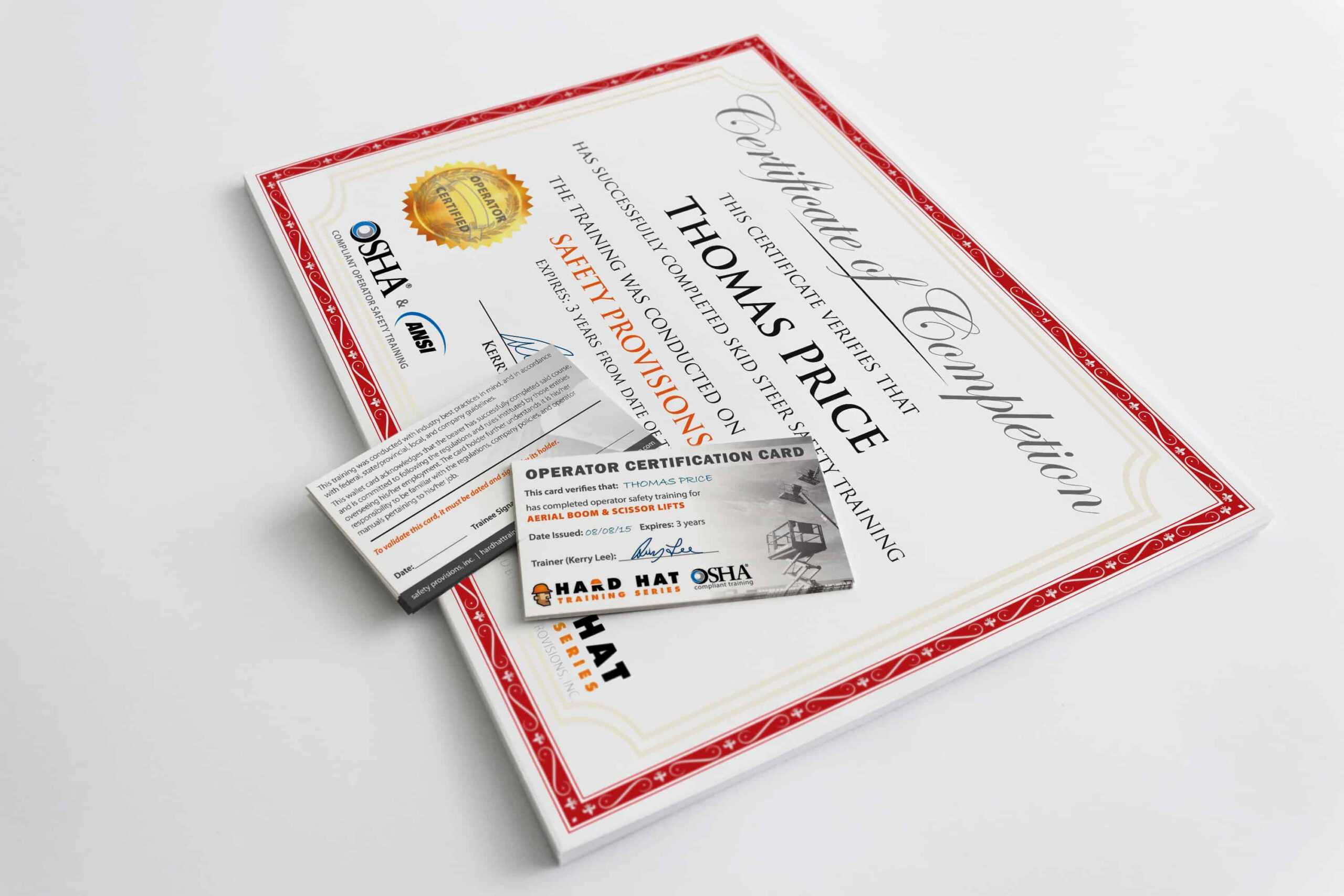 Certificate / Wallet Card Throughout Forklift Certification Card Template