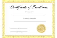 Certificates Of Excellence Templates - Beyti.refinedtraveler.co within Free Certificate Of Excellence Template