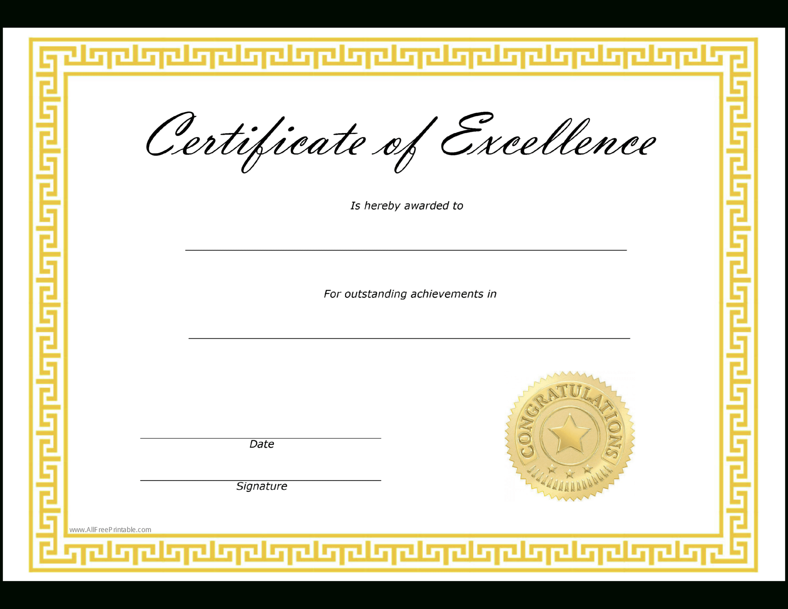 Certificates Of Excellence Templates - Beyti.refinedtraveler.co Within Free Certificate Of Excellence Template