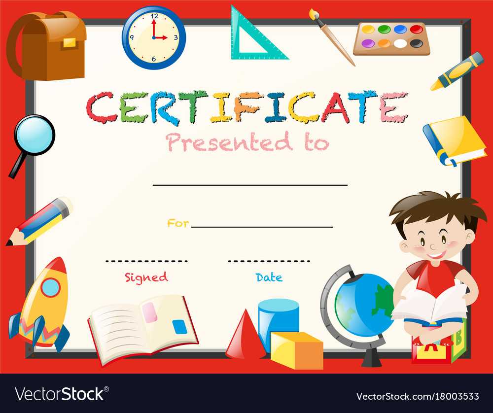 Certification Template With Boy Reading Book For Small Certificate Template