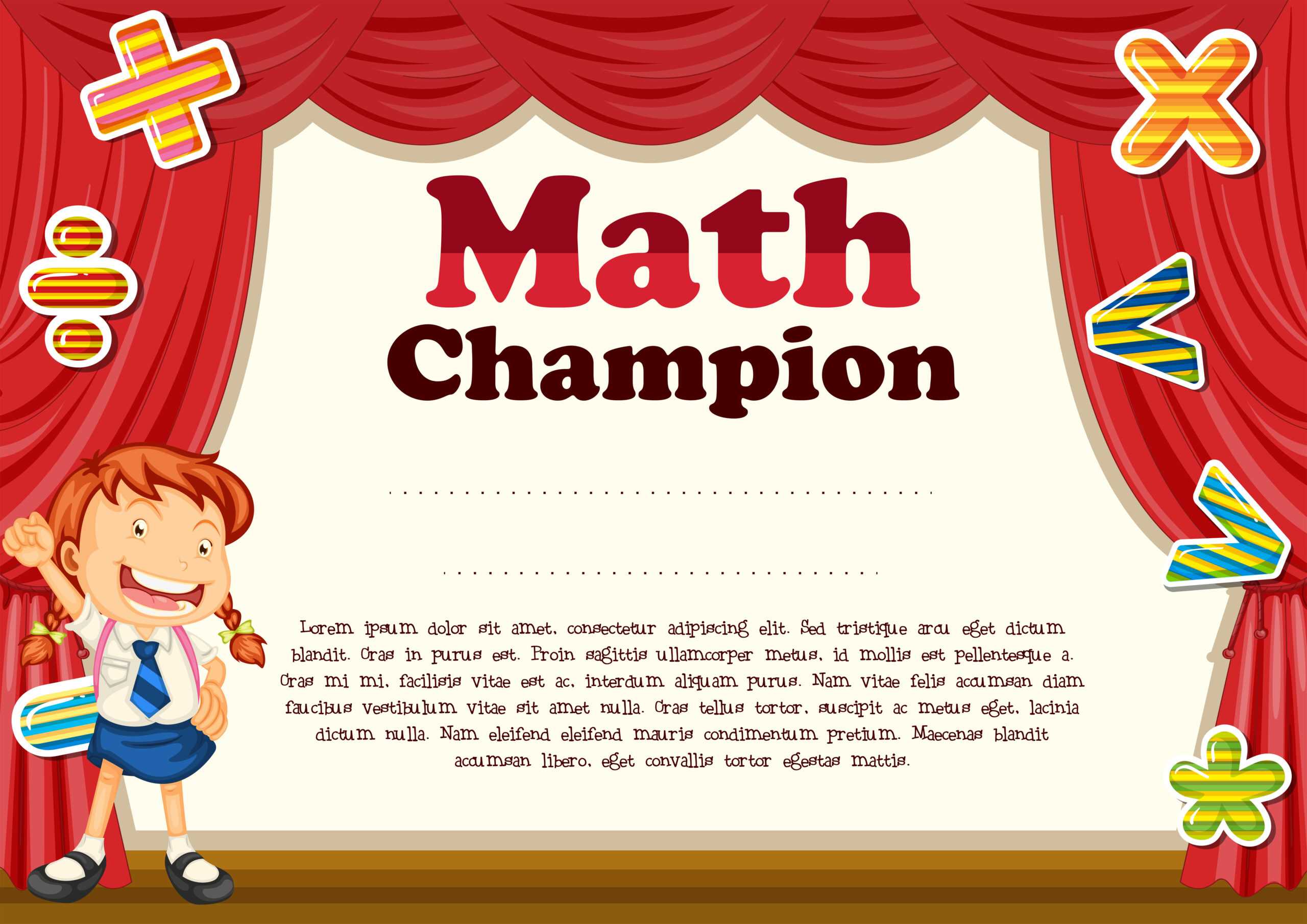 Certification With Girl And Math Theme – Download Free With Regard To Math Certificate Template