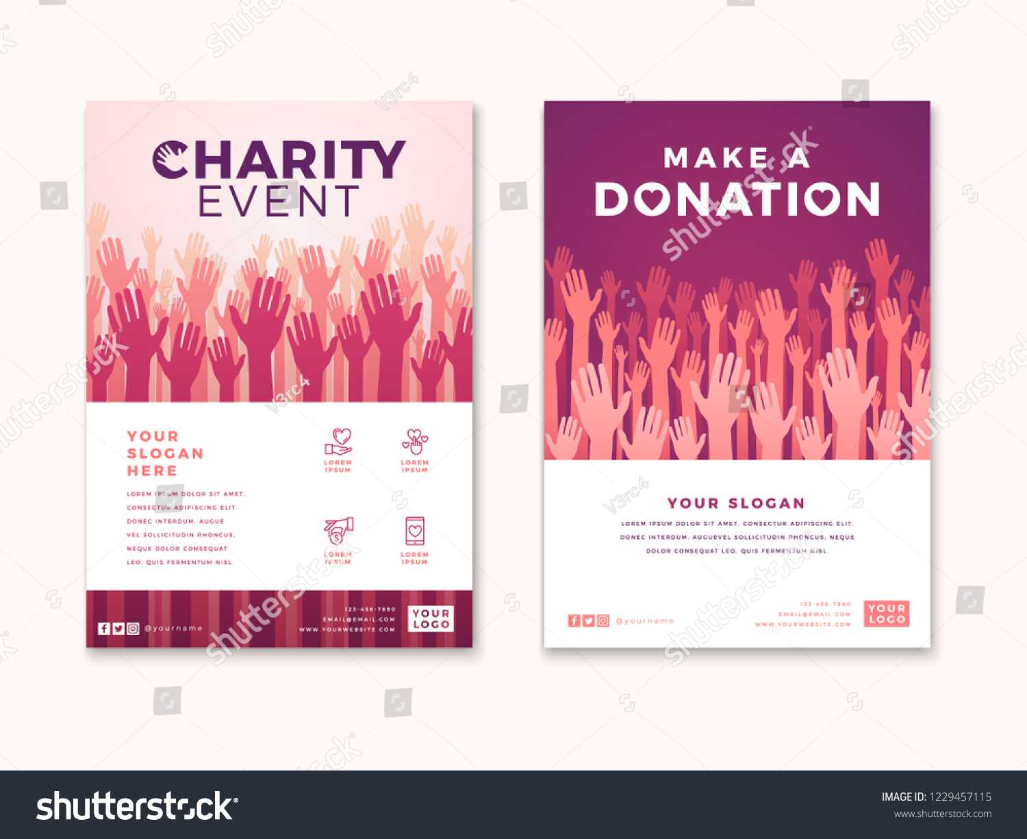 Charity Donation Poster Design Templates Card Stock Vector For Volunteer Brochure Template