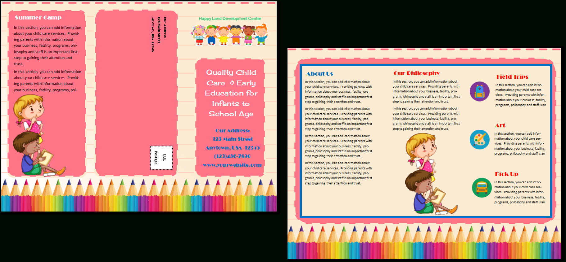 Child Care Brochure Template 11 In Daycare Brochure Template