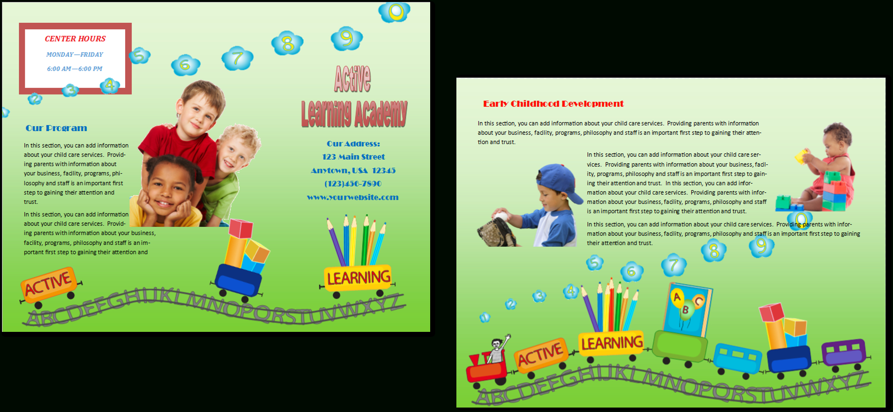 Child Care Brochure Template 16 Regarding Daycare Brochure Template