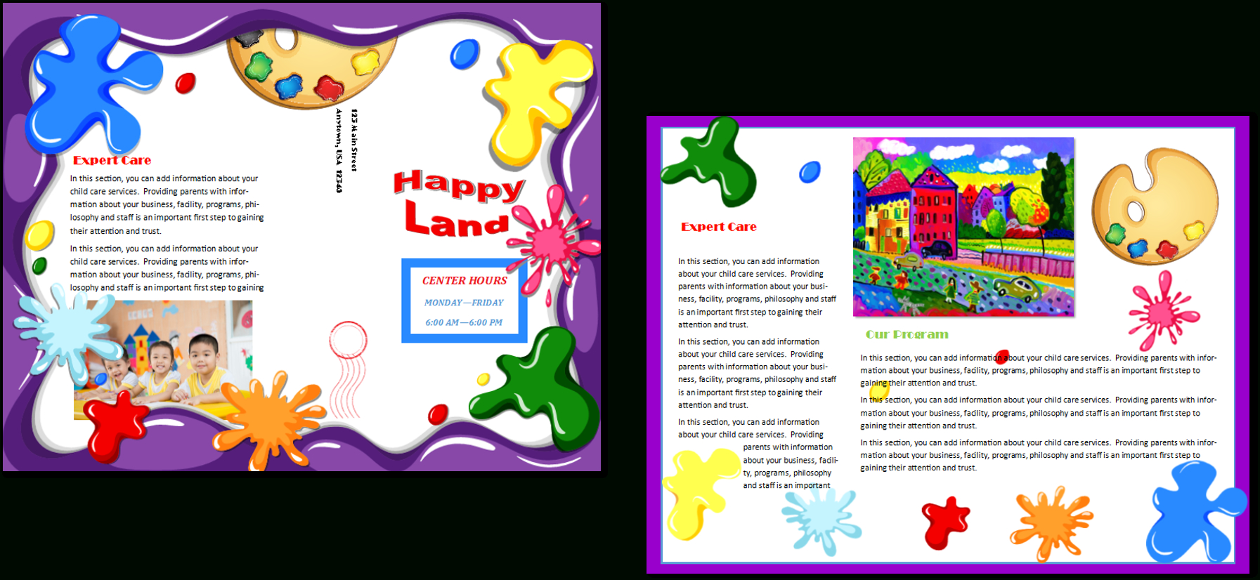 Child Care Brochure Template 21 With Regard To Daycare Brochure Template