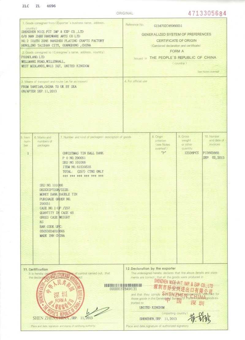 China Certificate Of Origin | Cfc Pertaining To Certificate Of Origin For A Vehicle Template