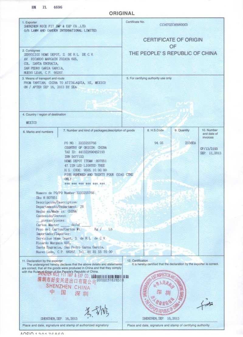 China Certificate Of Origin | Cfc With Certificate Of Origin For A Vehicle Template