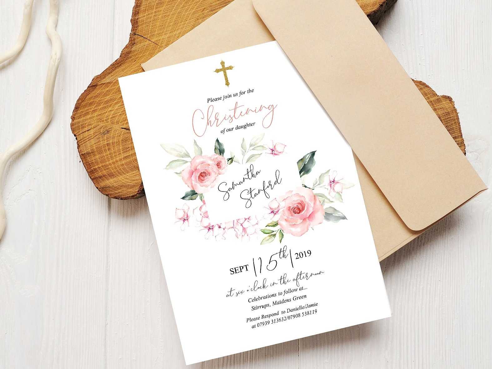 Christening Invitation Templateinvitations On Dribbble For Celebrate It Templates Place Cards
