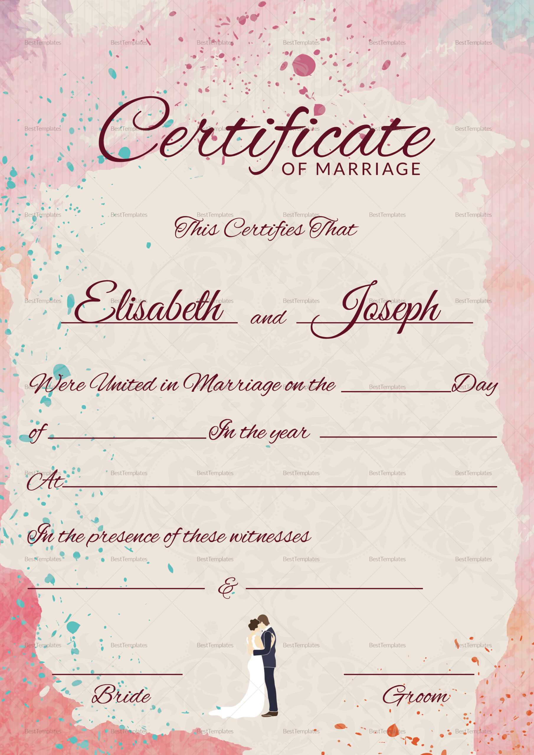 Christian Marriage Certificate Template In Certificate Of Marriage Template