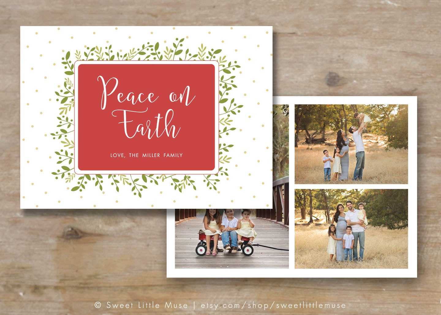 Christmas Card Template – Holiday Card Template – 5X7 Card Template –  Holiday Card With Free Photoshop Christmas Card Templates For Photographers