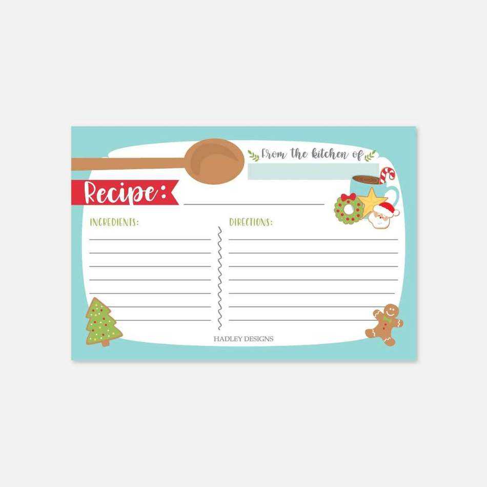 Christmas Cookie Exchange Recipe Card Template With Regard To Recipe Card Design Template