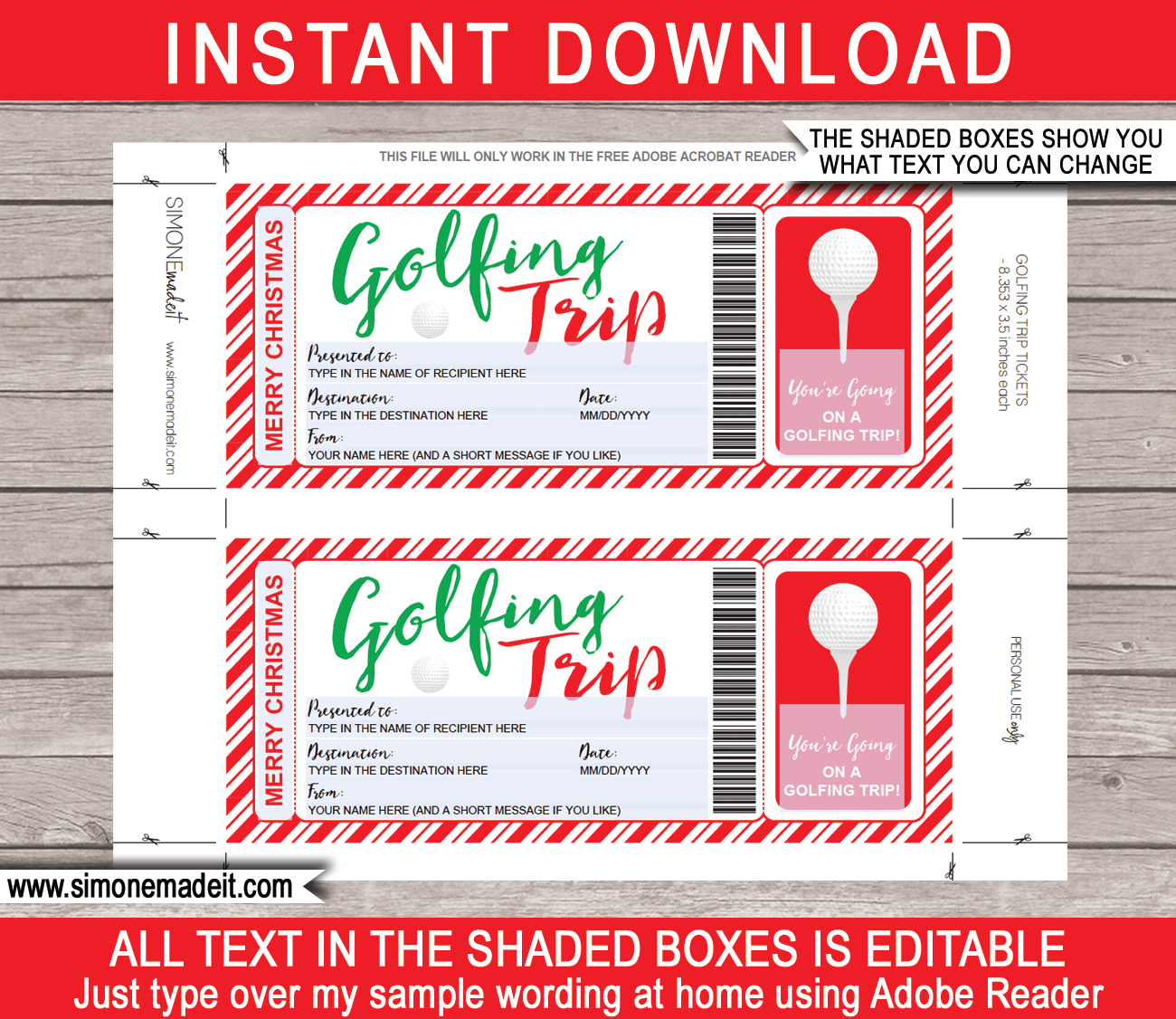 Christmas Golfing Trip Tickets In Golf Gift Certificate Template