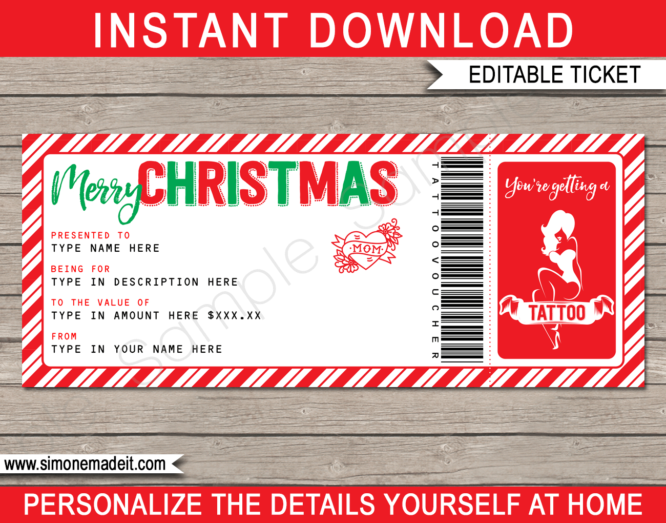 Christmas Tattoo Gift Vouchers Within Tattoo Gift Certificate Template