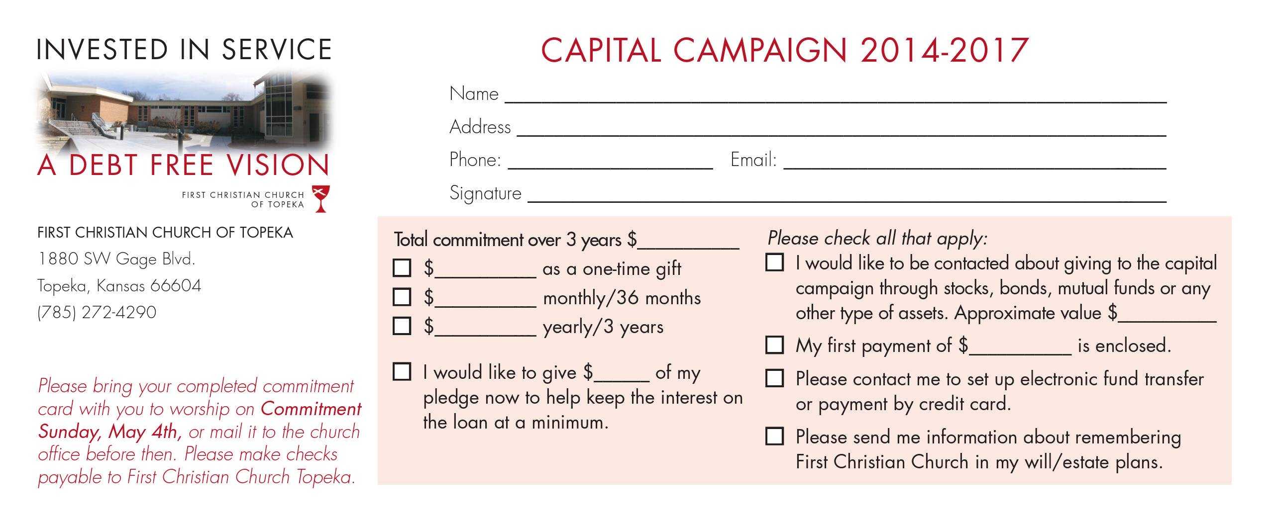Church Capital Campaign Pledge Card Samples Regarding Church Pledge Card Template