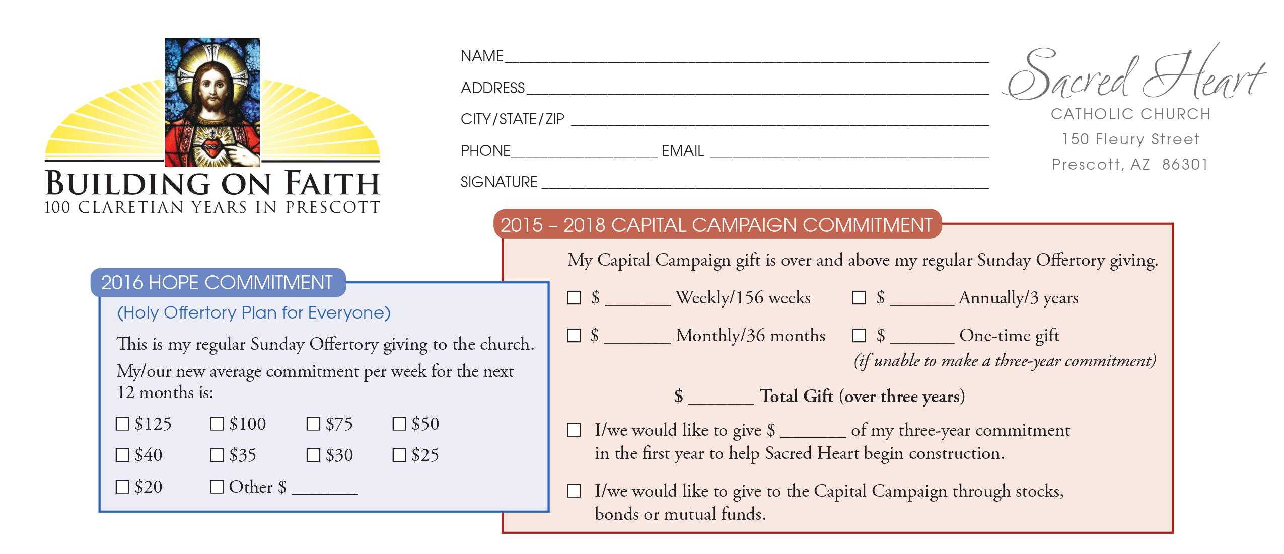 Church Capital Campaign Pledge Card Samples Within Pledge Card Template For Church