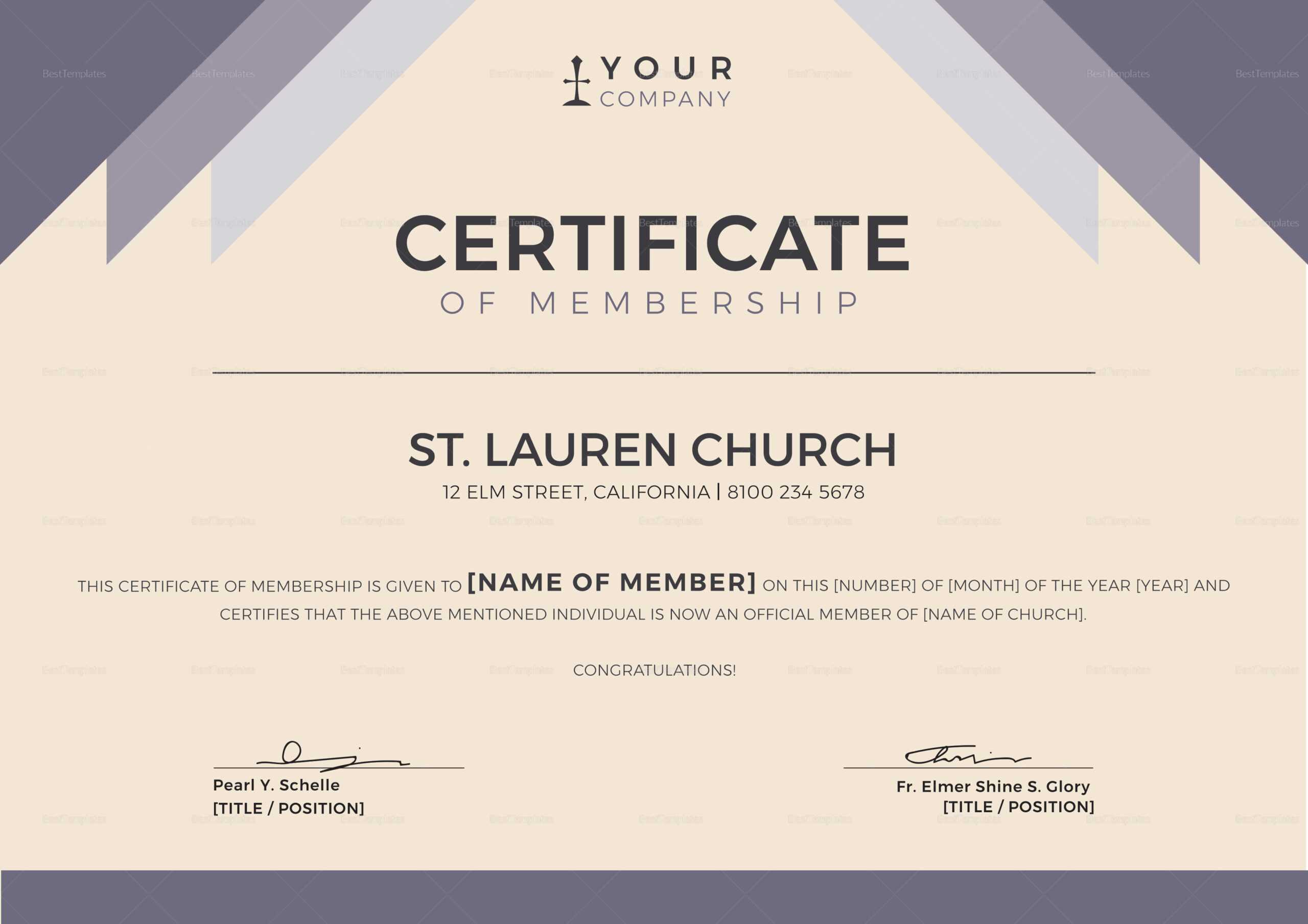 Church Membership Certificate Template Within New Member Certificate Template