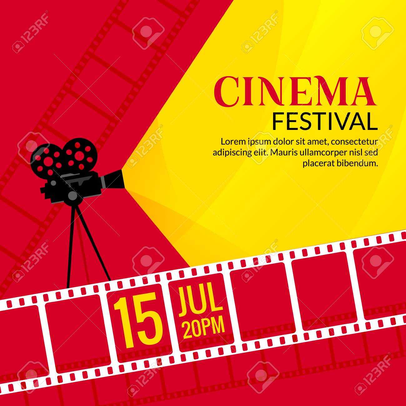Cinema Festival Poster Template. Vector Camcorder And Line Videotape.. Intended For Film Festival Brochure Template