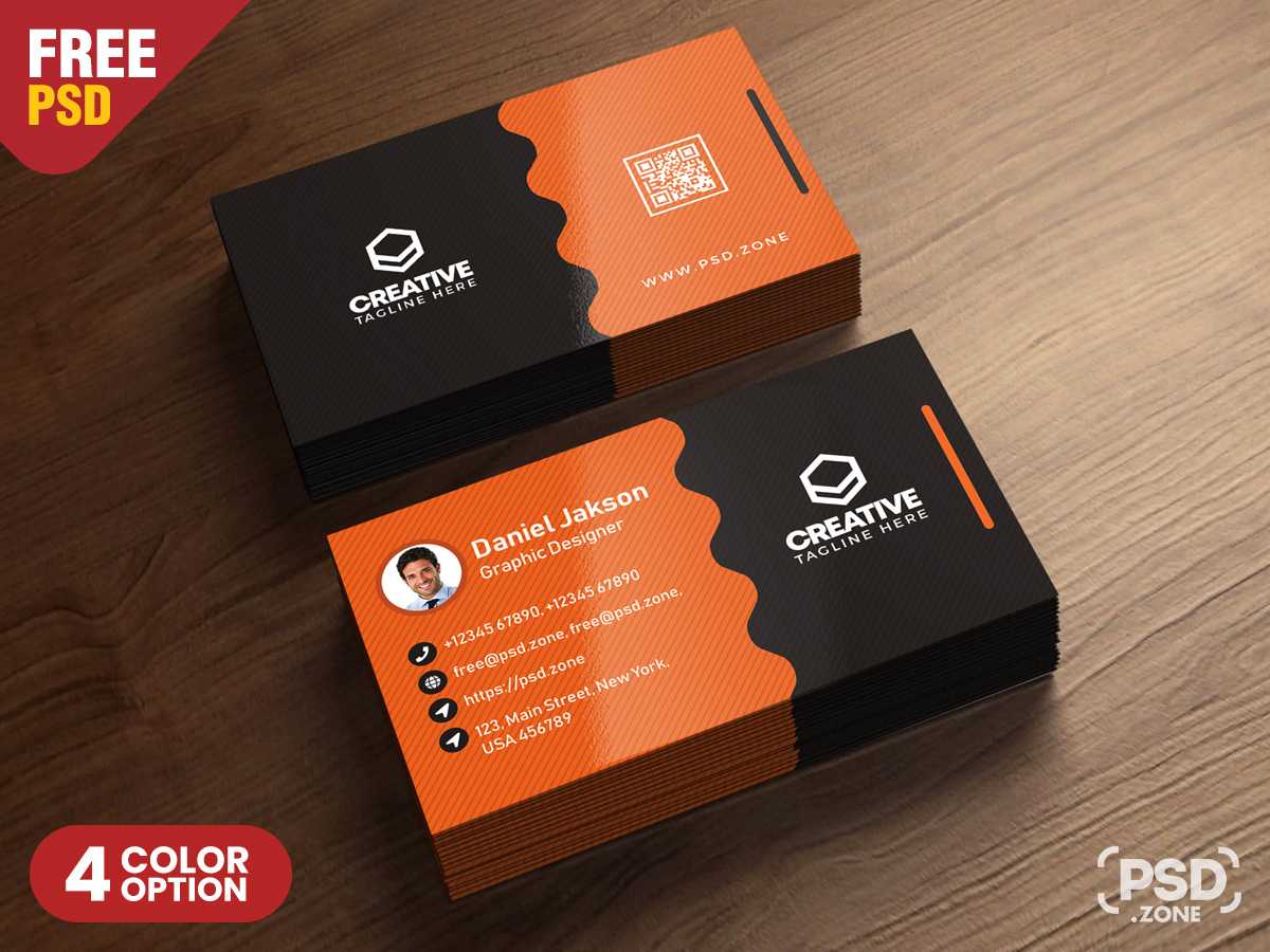 Clean Business Card Psd Templates – Psd Zone In Psd Name Card Template