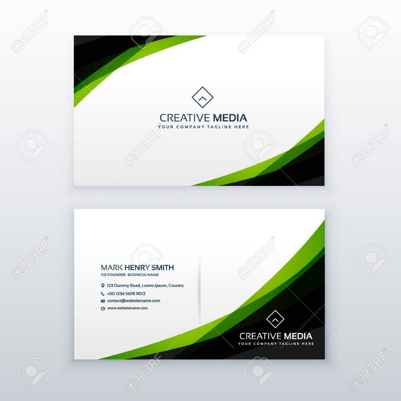 Clean Simple Green Business Card Design Template Within Template For Calling Card