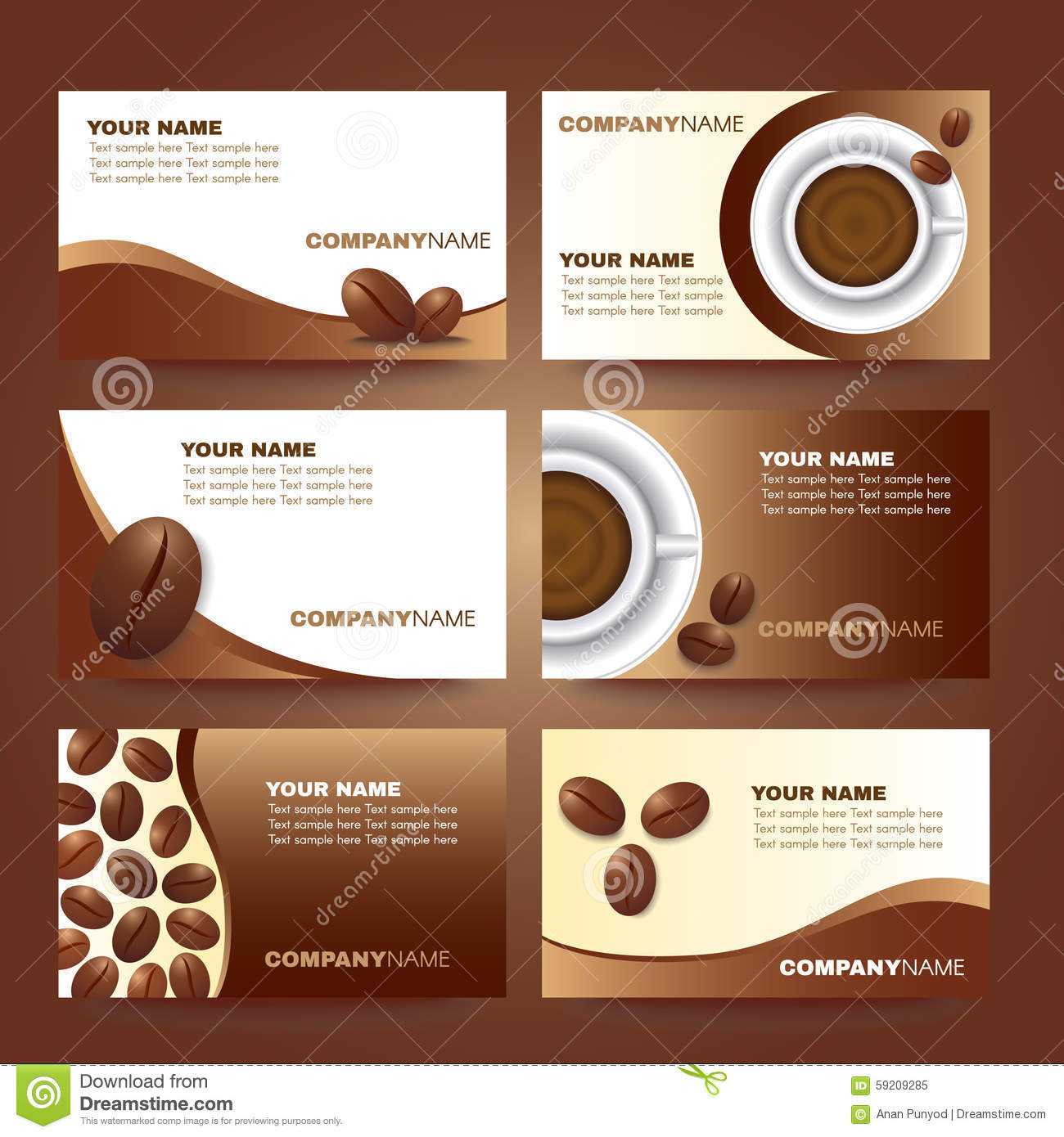 Coffee Business Card Template Vector Set Design Stock Vector In Coffee Business Card Template Free