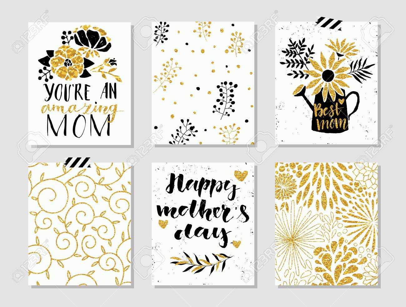 Collection Of 6 Cute Card Templates For Mothers Day.stylish Simple.. Inside Mothers Day Card Templates