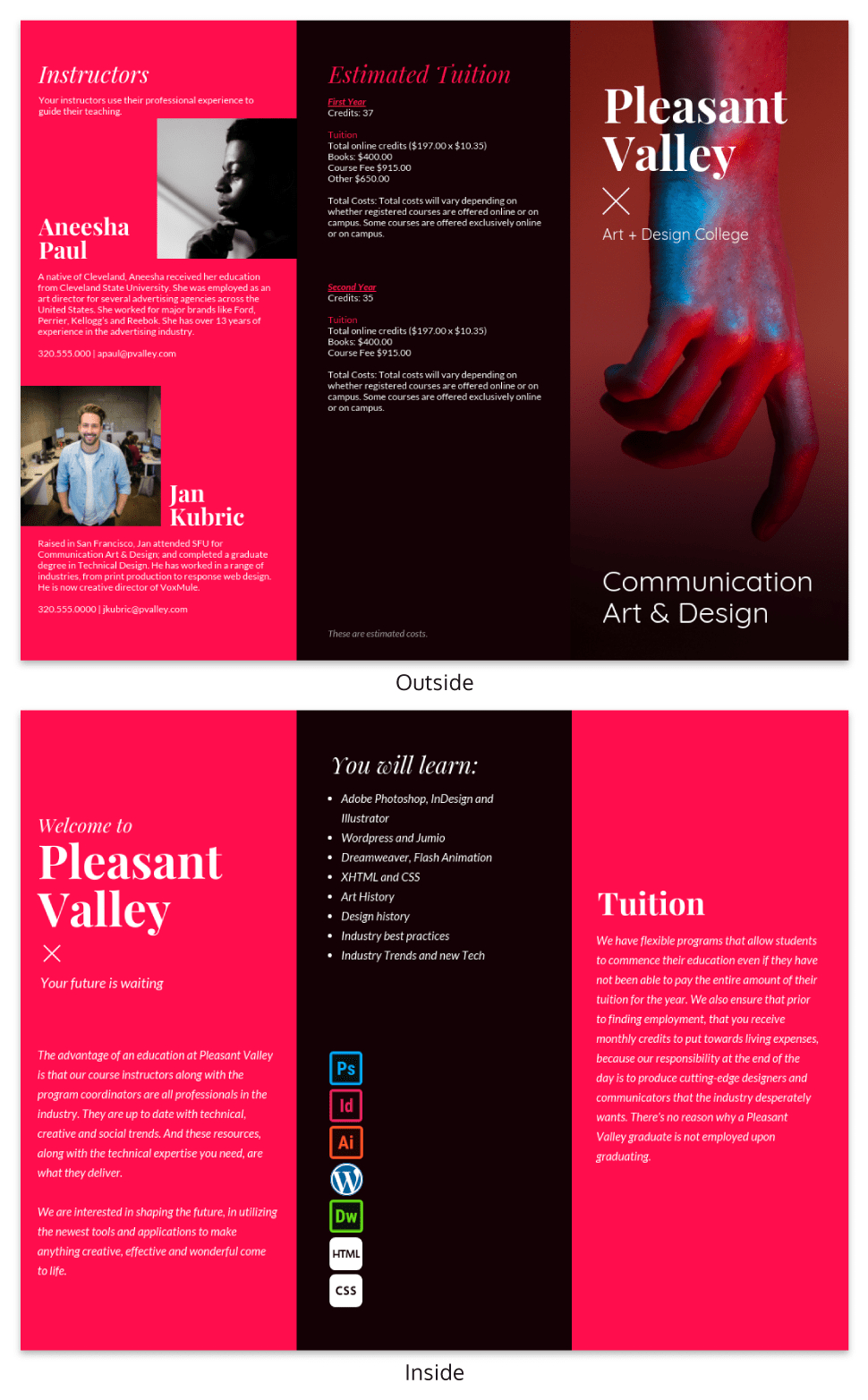 College Tri Fold Brochure Throughout Student Brochure Template