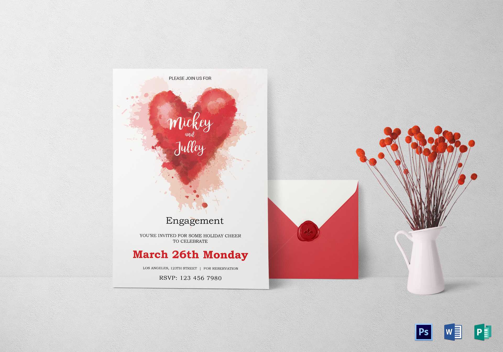 Colorful Engagement Invitation Card Template Inside Engagement Invitation Card Template