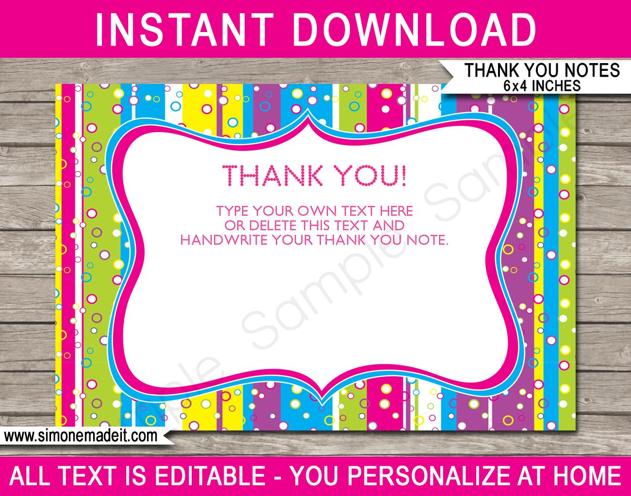 Colorful Party Thank You Cards Template With Regard To Soccer Thank You Card Template
