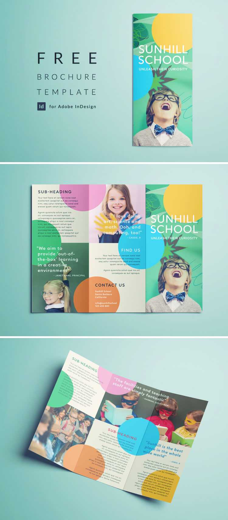 Colorful School Brochure – Tri Fold Template | Download Free Inside Tri Fold School Brochure Template