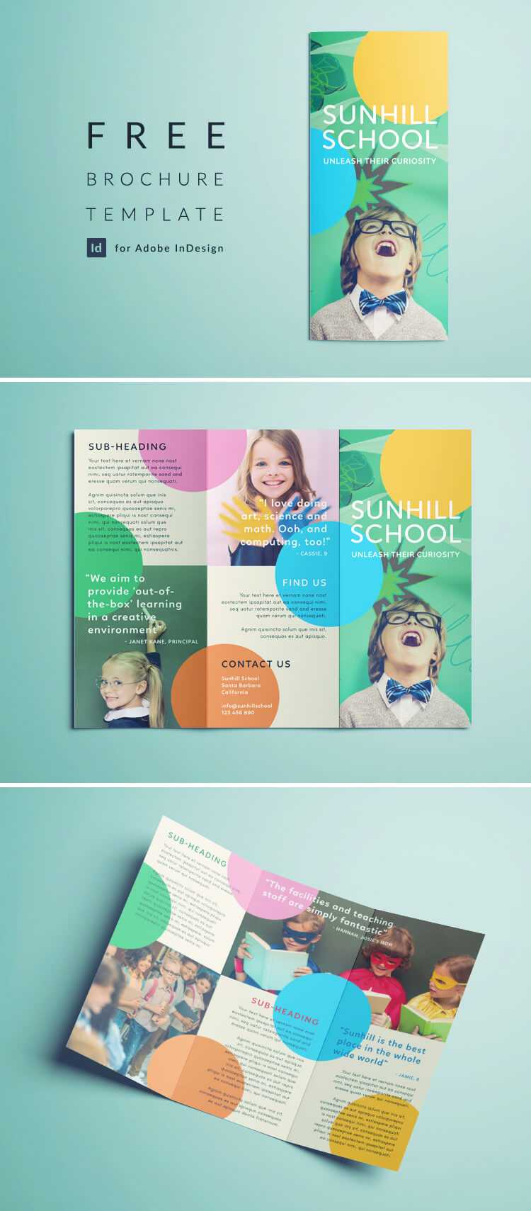 Colorful School Brochure – Tri Fold Template | Download Free With Adobe Tri Fold Brochure Template