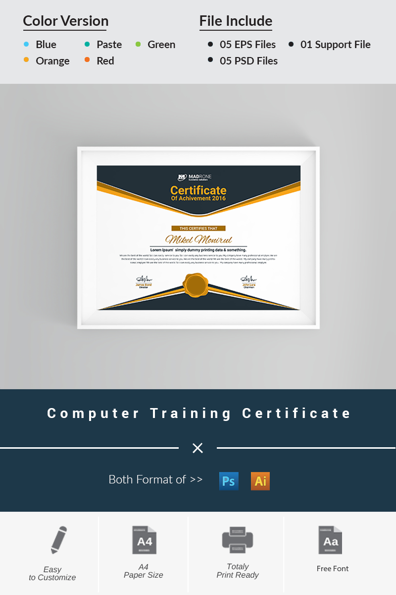 Computer Training Certificate Template With Regard To Training Certificate Template Word Format